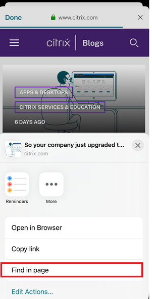 Find in page for iPhone