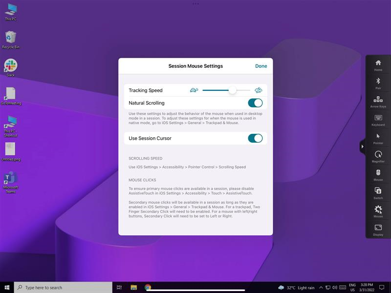 Mouse settings