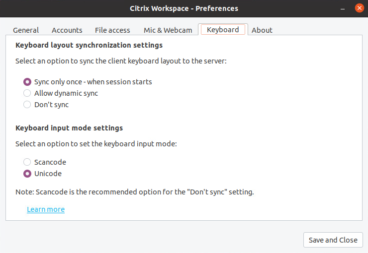 Keyboard input mode settings