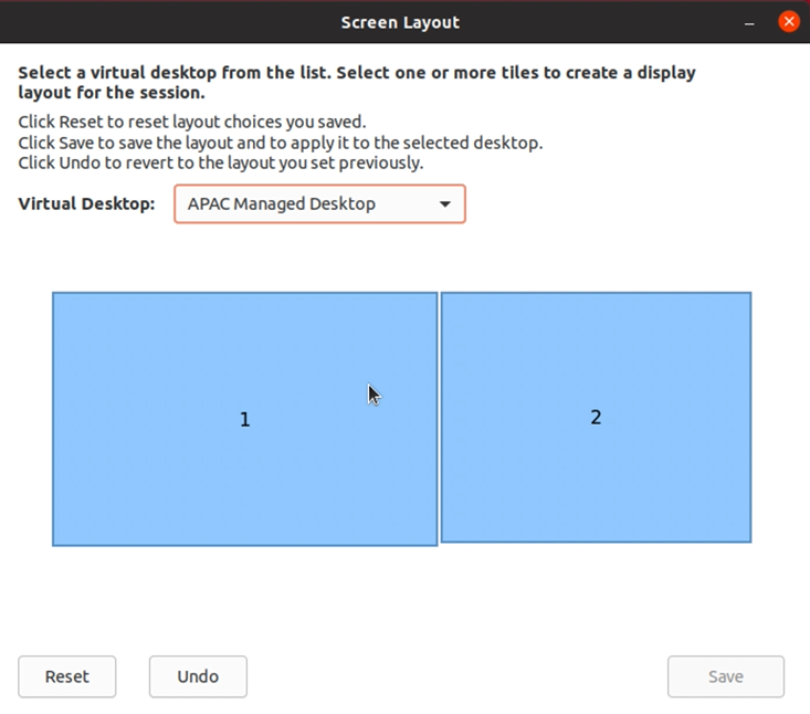 Screen layout dialog