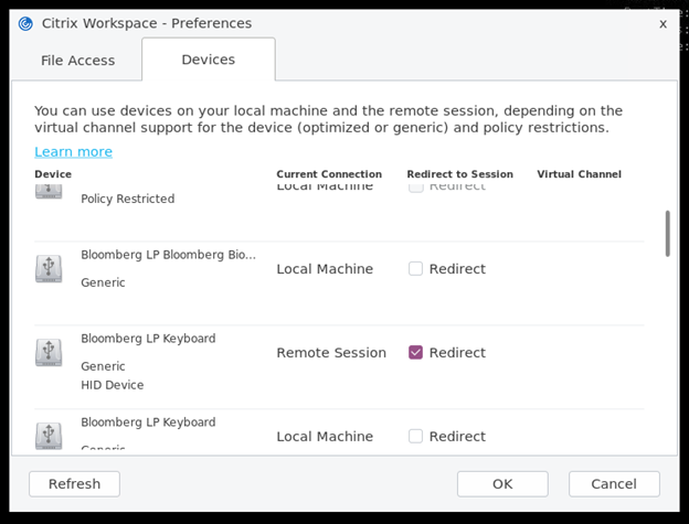 Split devices preferences section