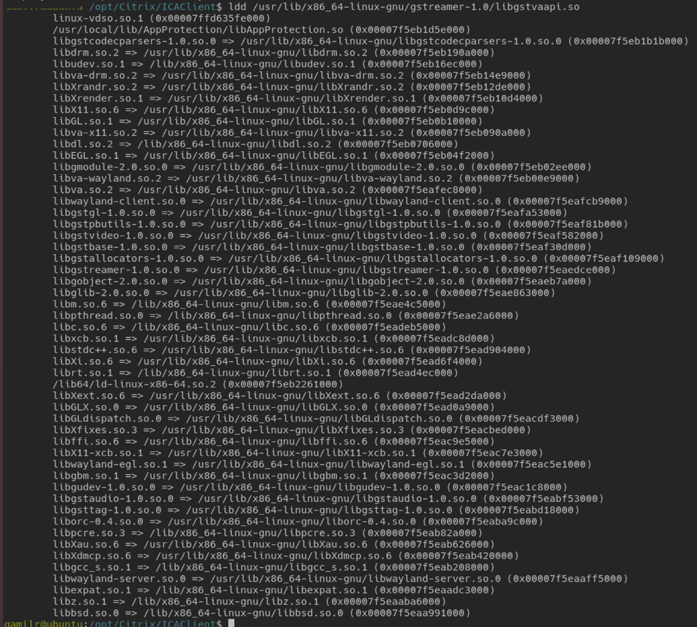 Image of libgstvaapi.so library verification