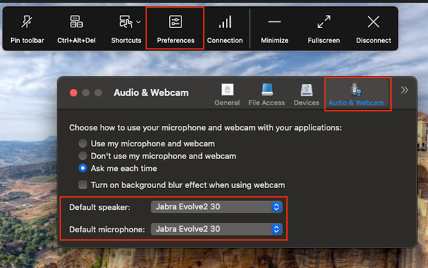 Default audio device selection