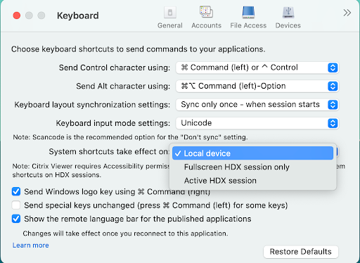 Keyboard local