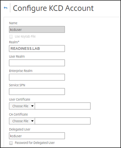 Configure KCD account