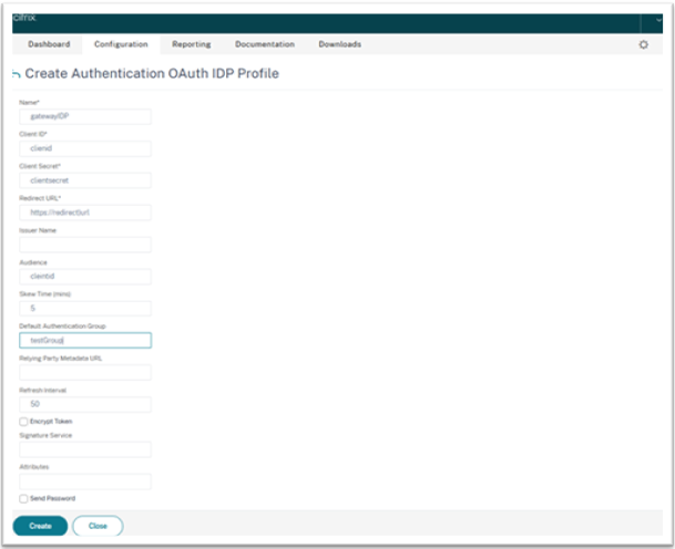 Create OAuth IdP Profile