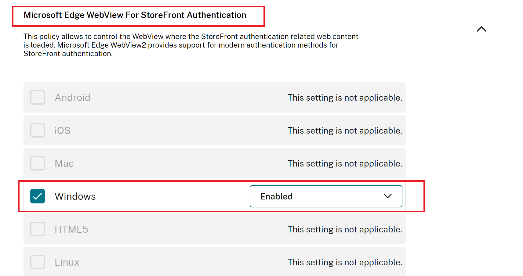 Microsoft Edge WebView for StoreFront authentication GACS