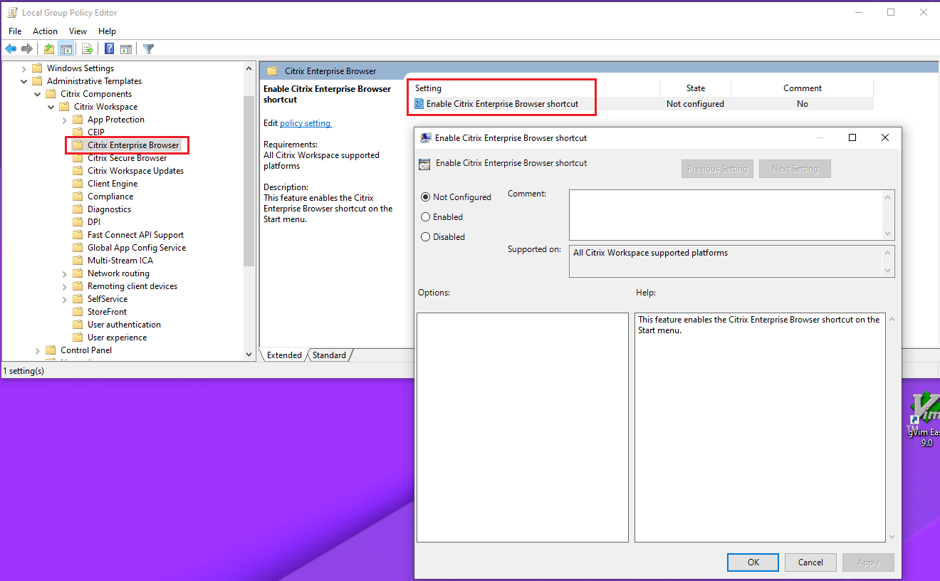 Enable Citrix Enterprise Browser shortcut