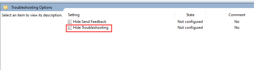 Hide troubleshooting