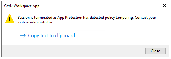 Policy tampering error
