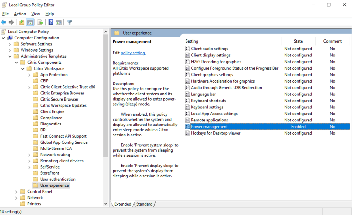 Power management policy