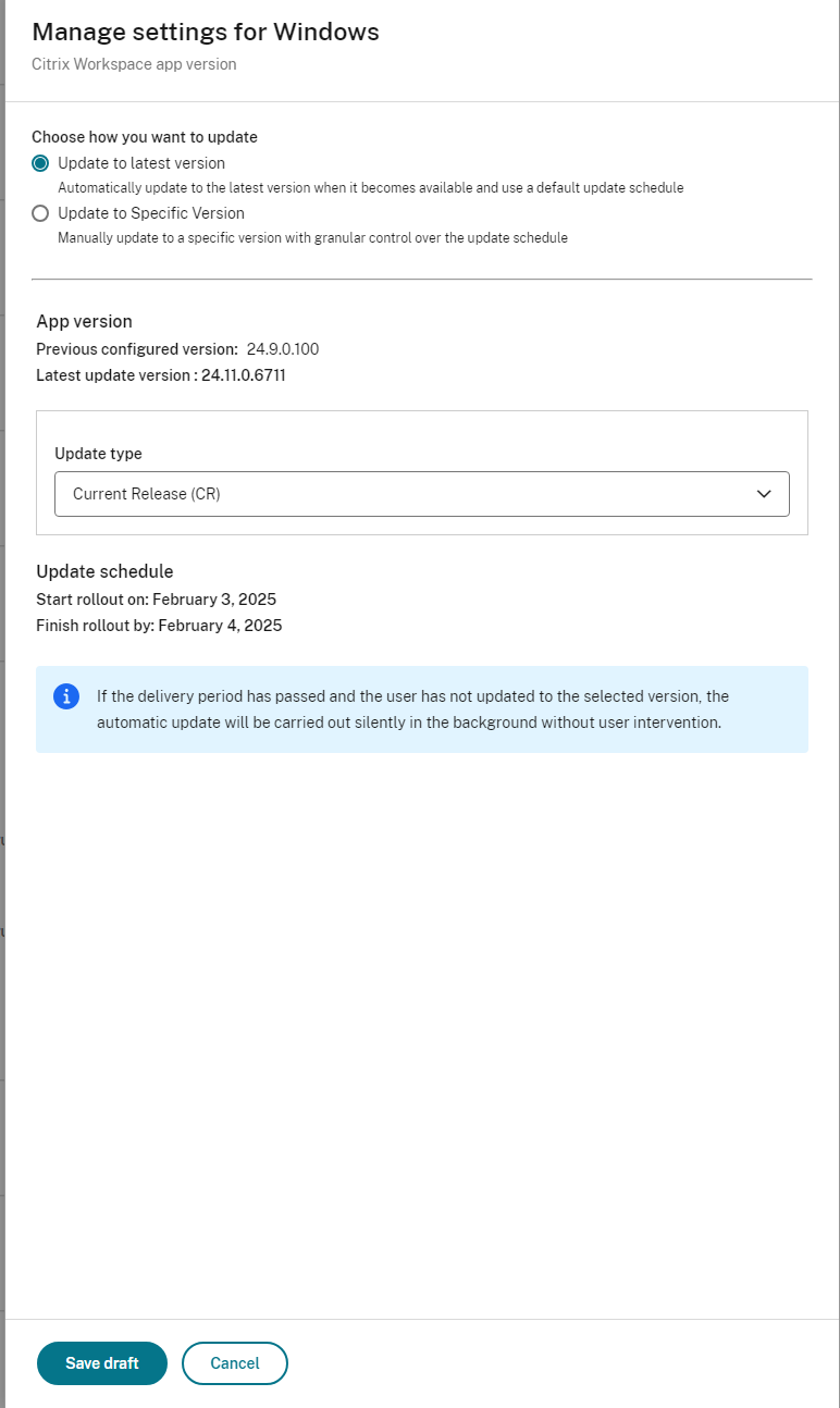 Manage setting for upgrade to latest