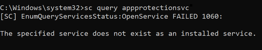 App Protection status check error message