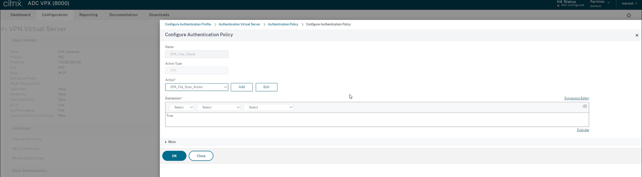 Configure Authentication Policy