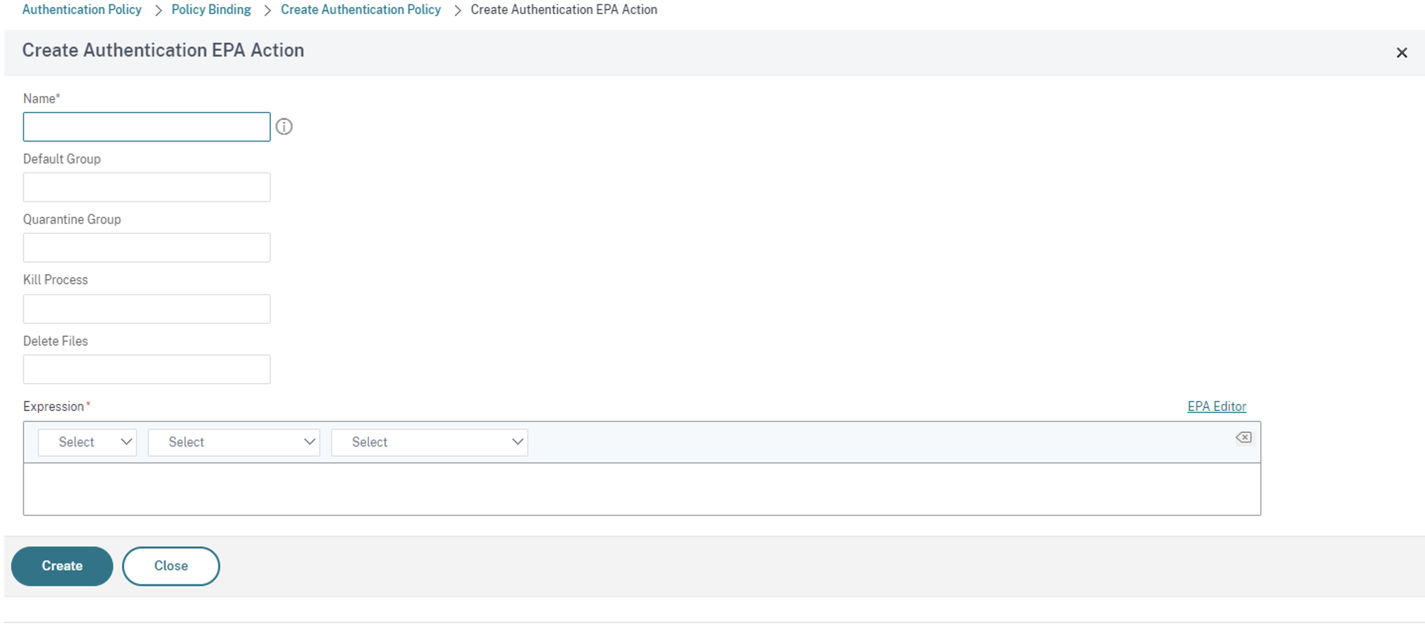 Create Authentication EPA