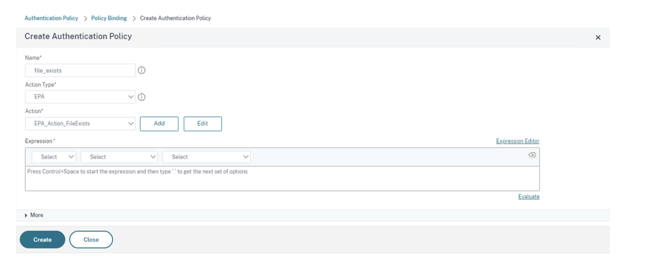 Create Authentication Policy