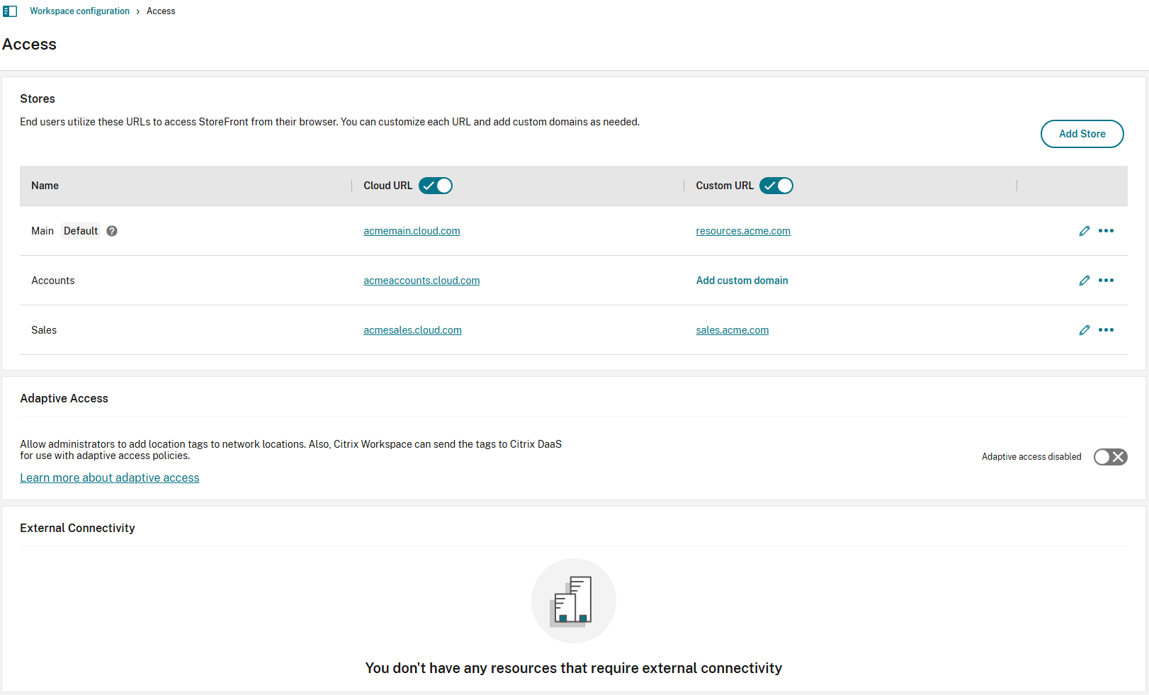 Screenshot of Access tab