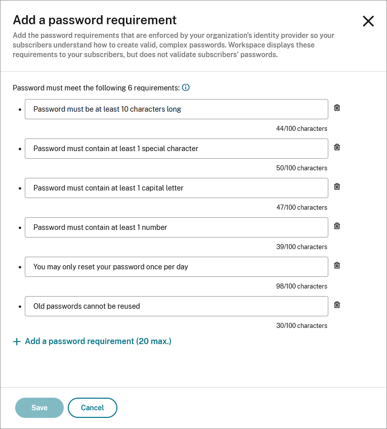 Add a password requirement