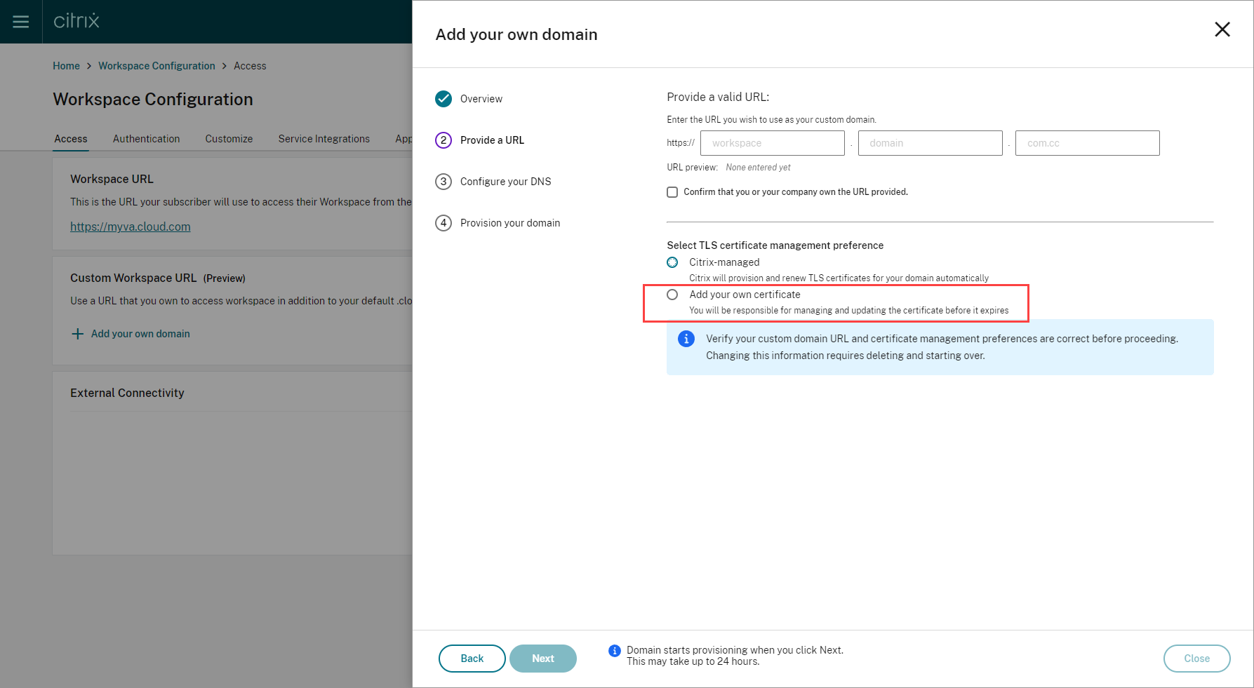 Add your own certificate