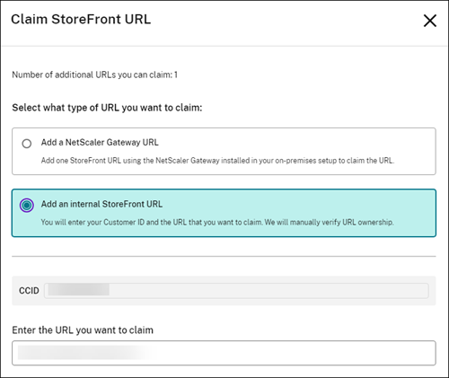 Add an internal StoreFront URL