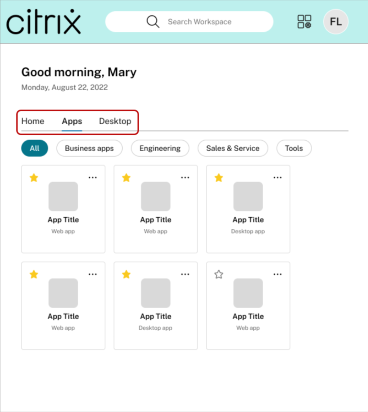 Navigation tab view with fewer apps