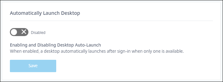 Screenshot of launch desktop setting