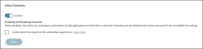 Screenshot of allow favorites section