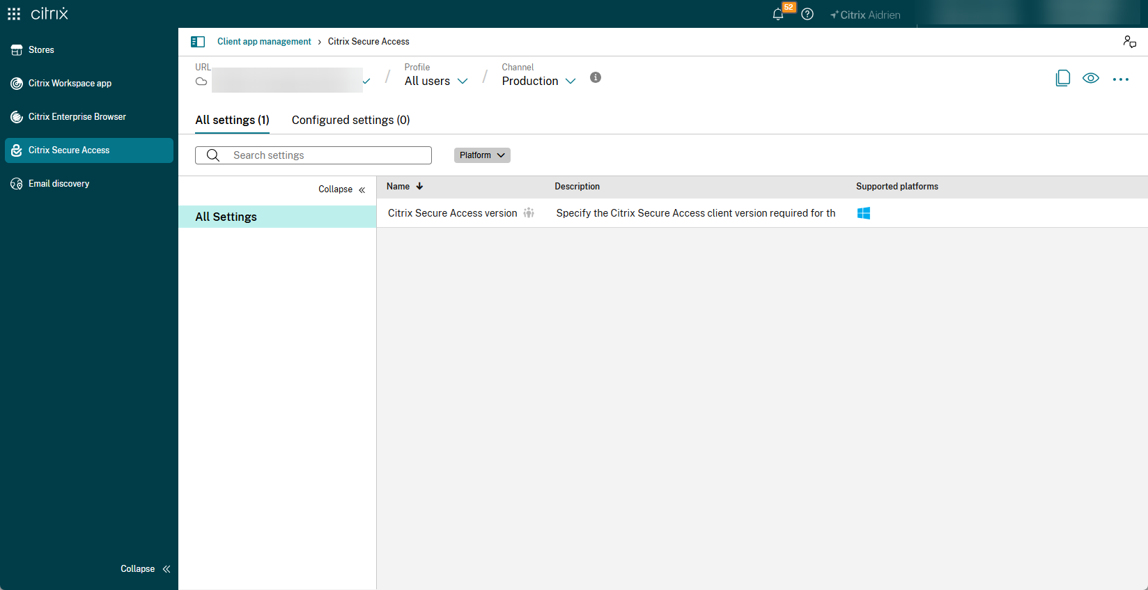 Access Citrix Secure Access settings