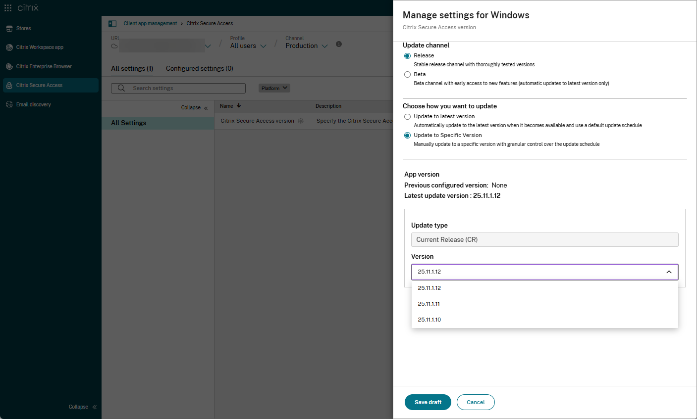 Select Citrix Secure Access version