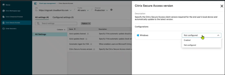Configure Citrix Secure Access settings