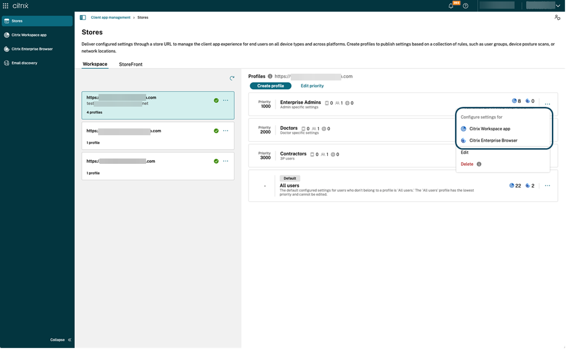 Manage setting