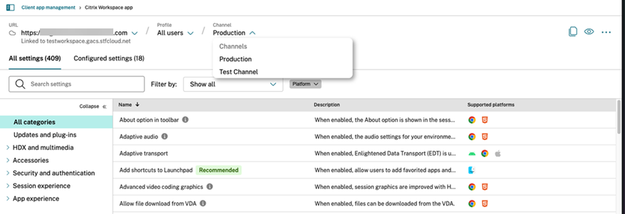Test channel