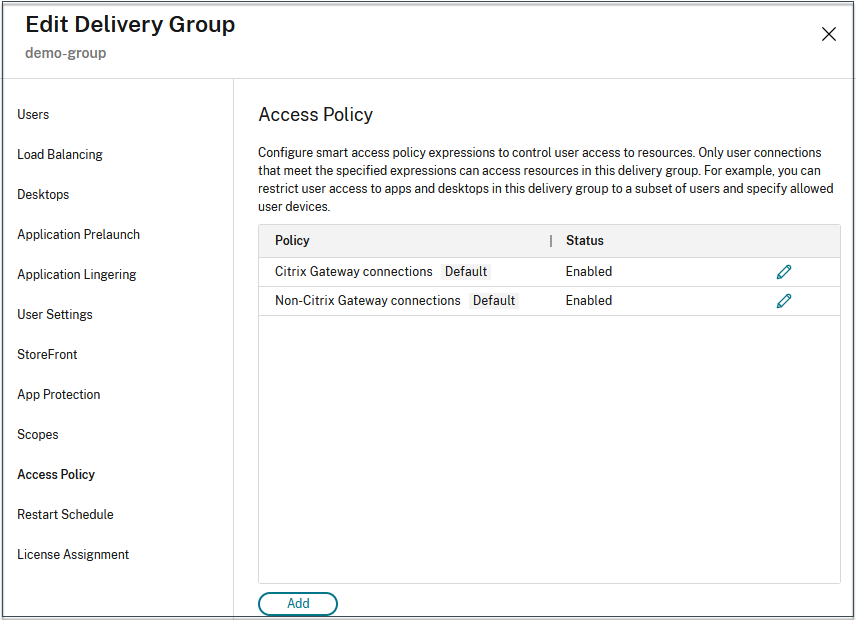 Edit access policy one