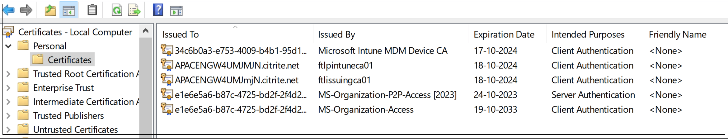 Install certificate