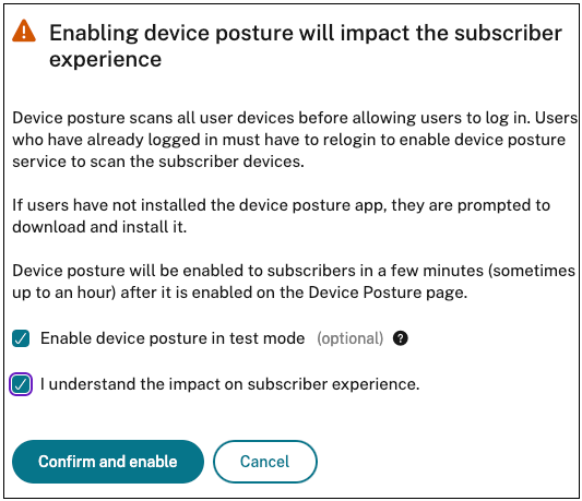 Enable test mode