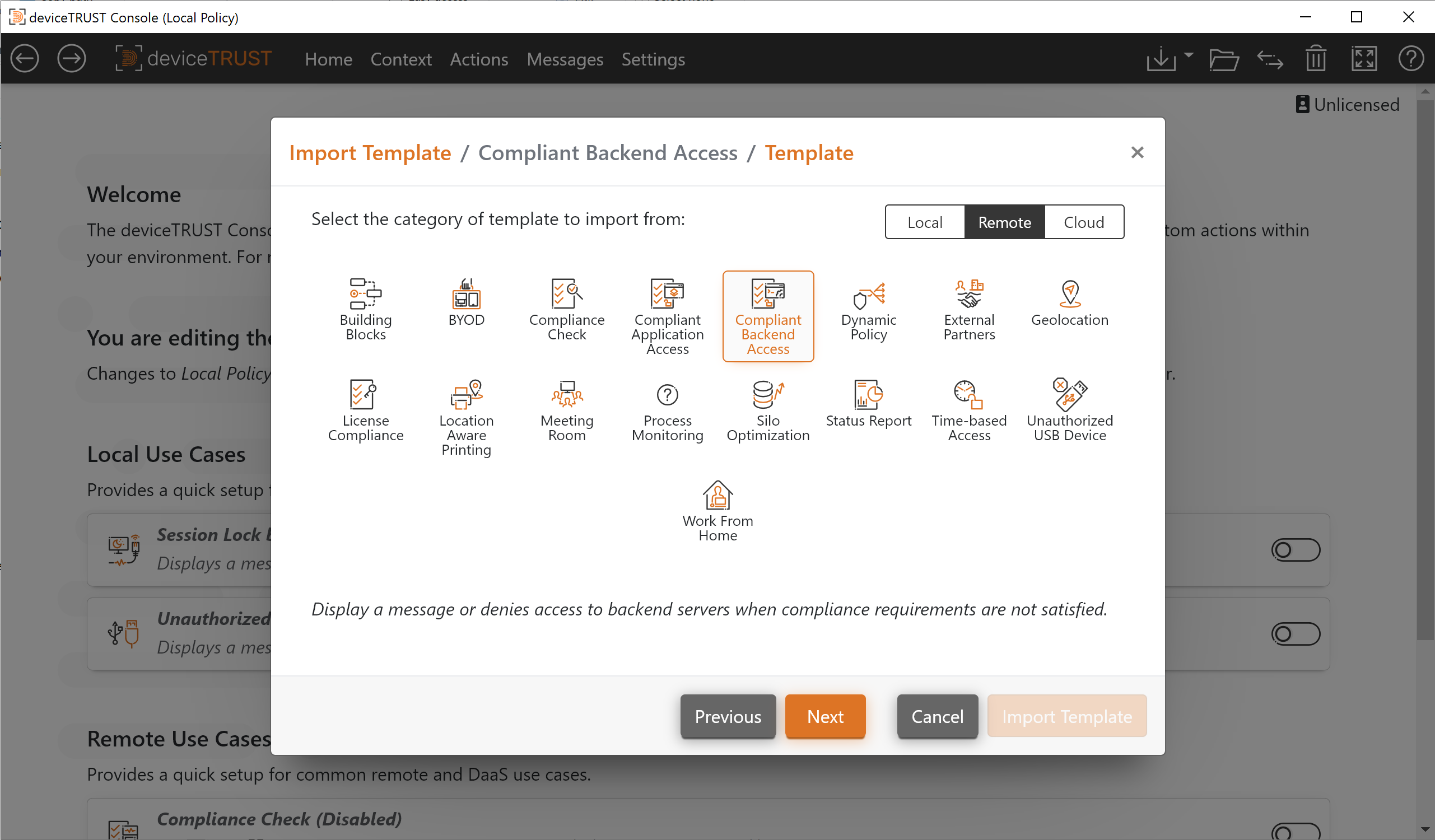Compliant Backend Access Templates