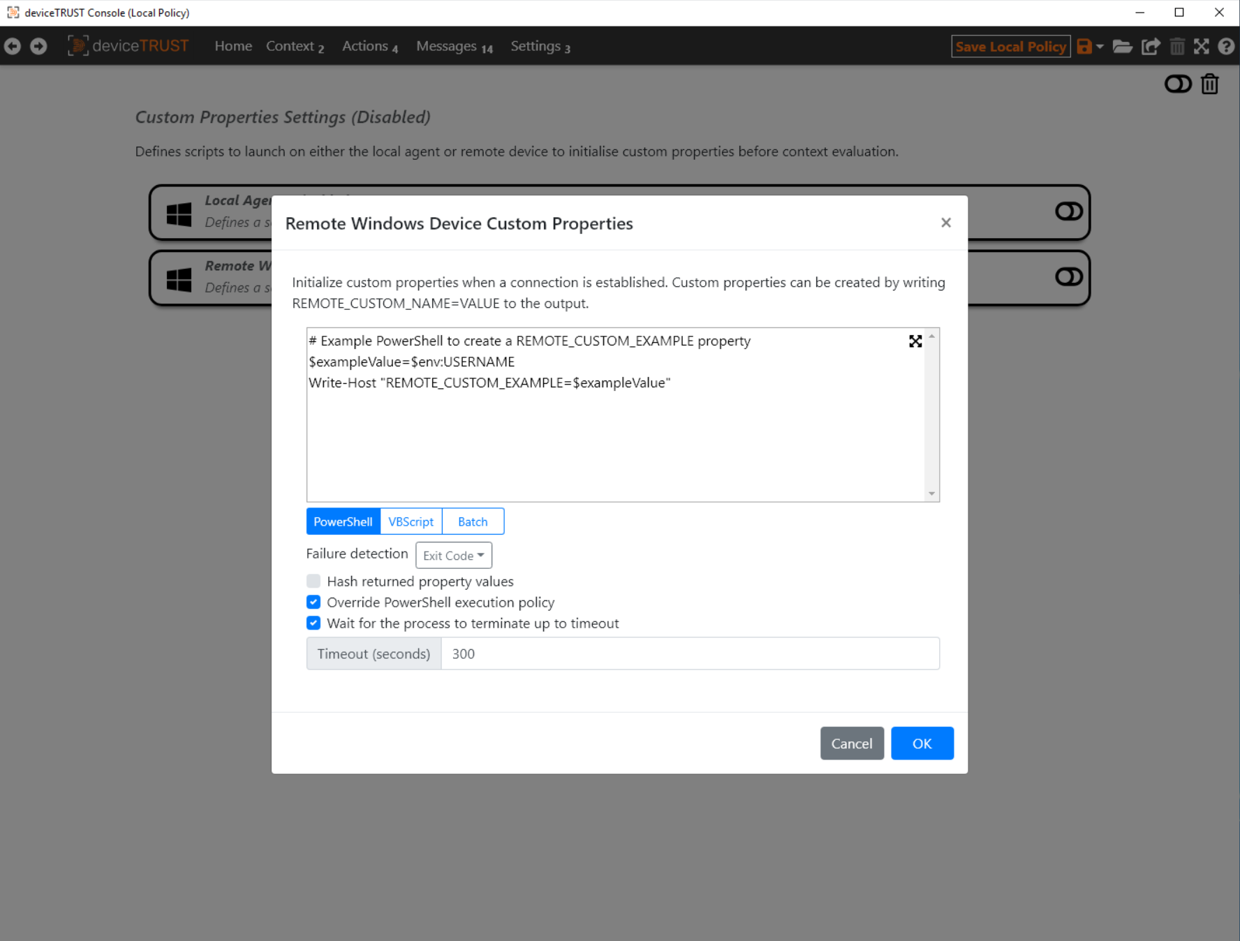 Custom Properties for the Remote Windows Device