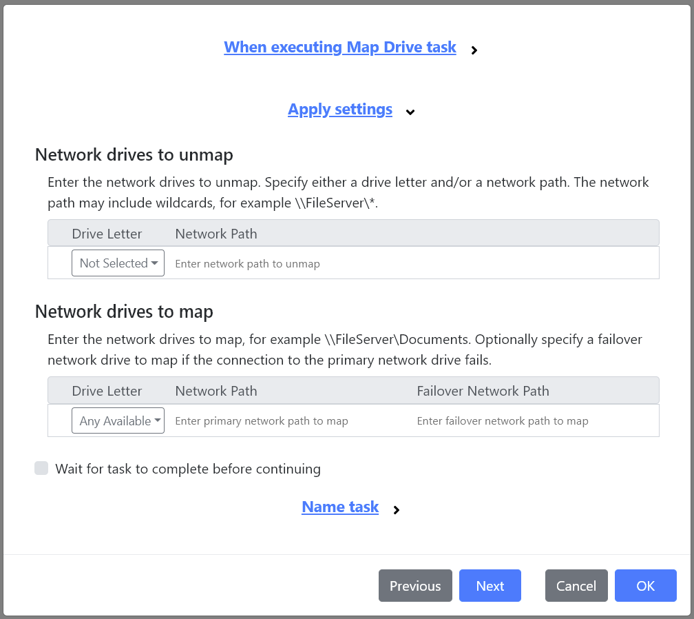 The Map Drive task