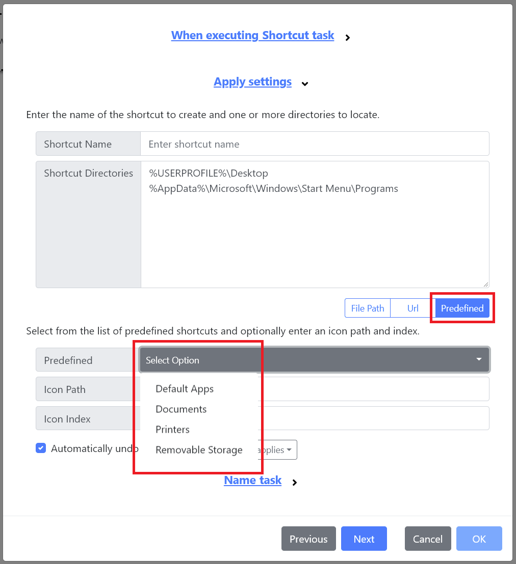 The Shortcut task