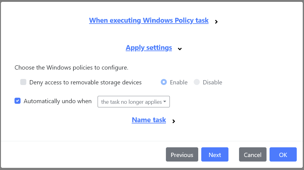 The Windows Policy task