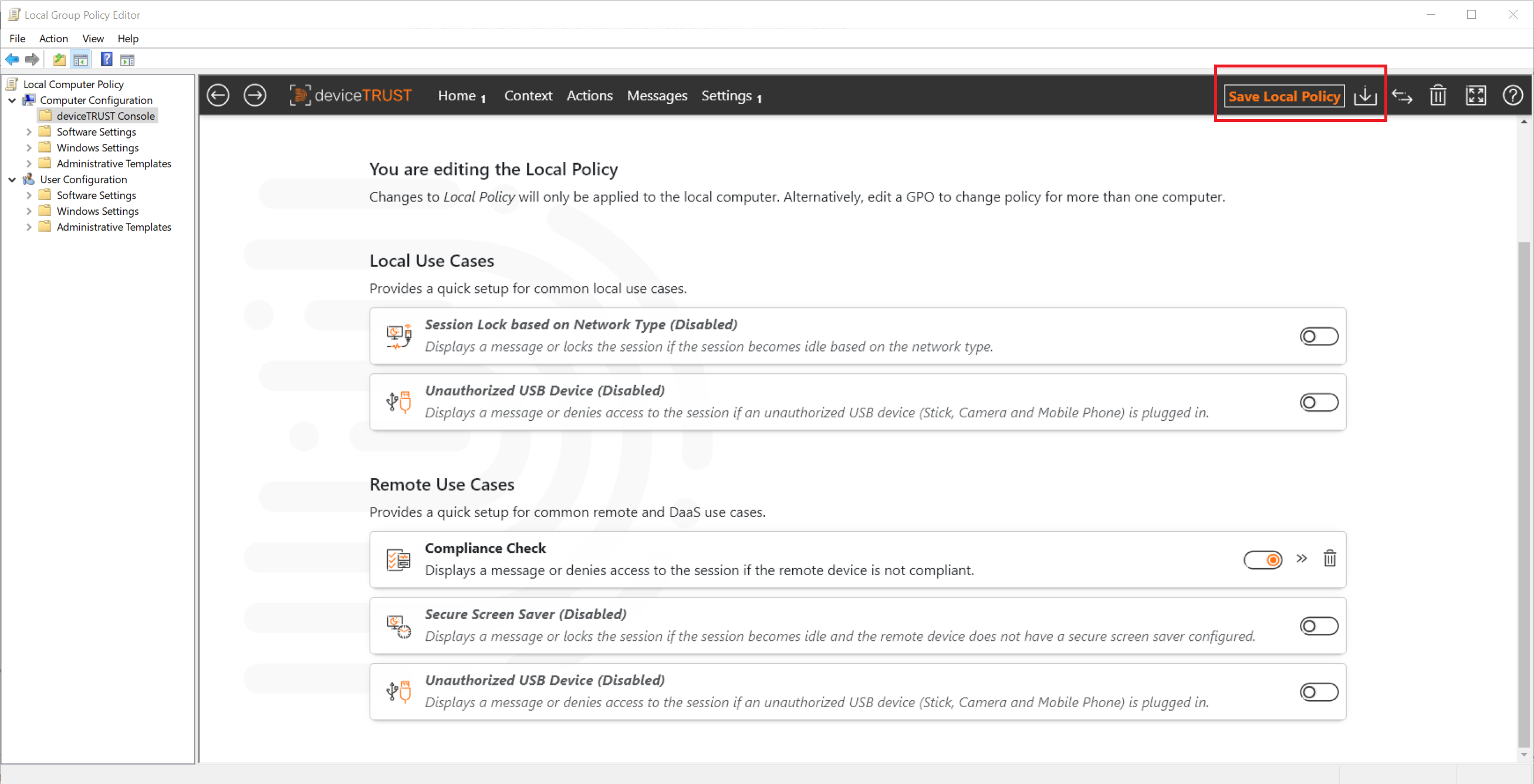 Save Compliance Check Use Case Configuration