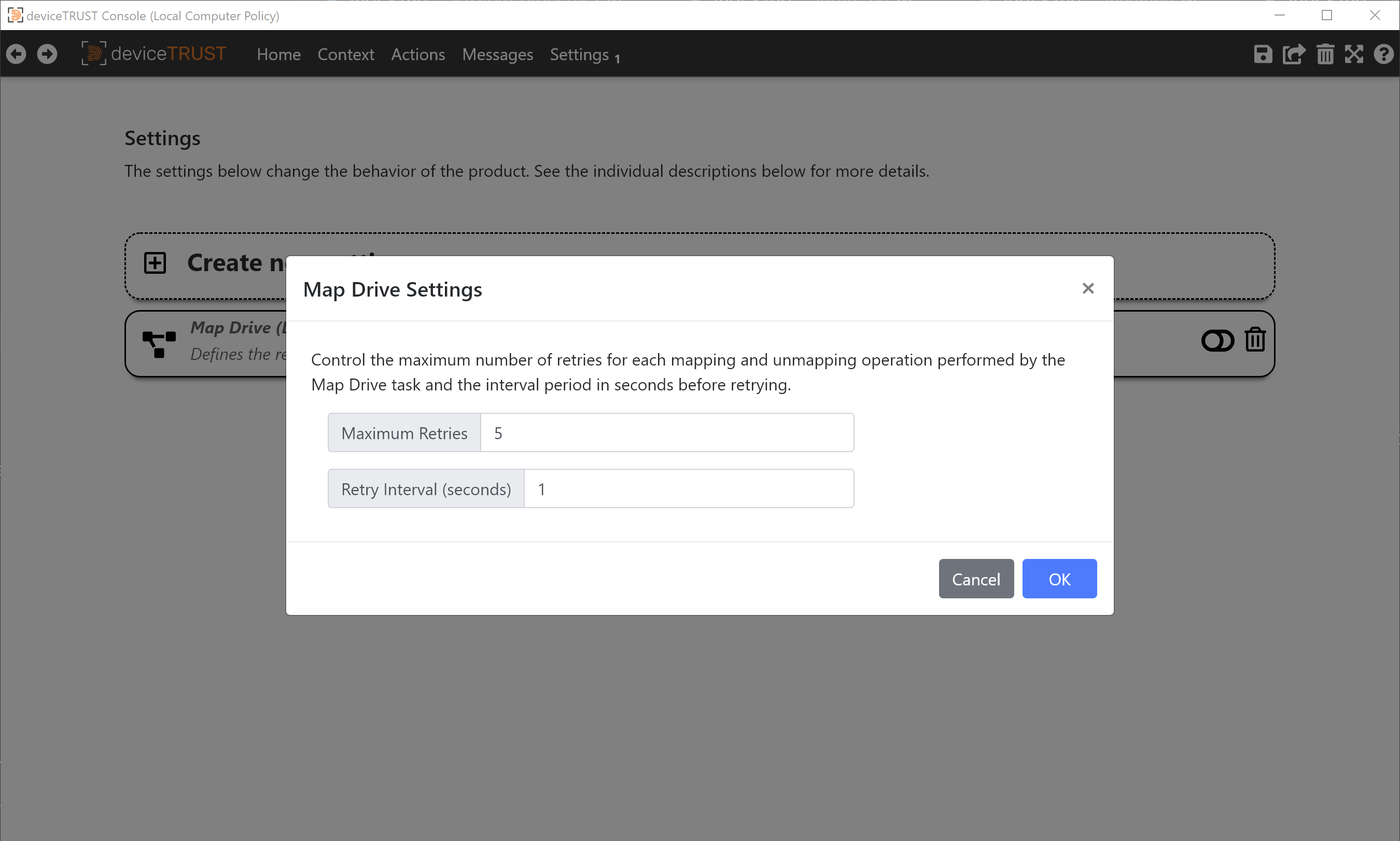 The Map Drive Settings