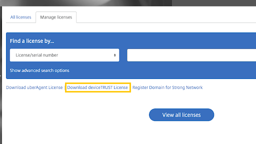 deviceTRUST license in Citrix Portal