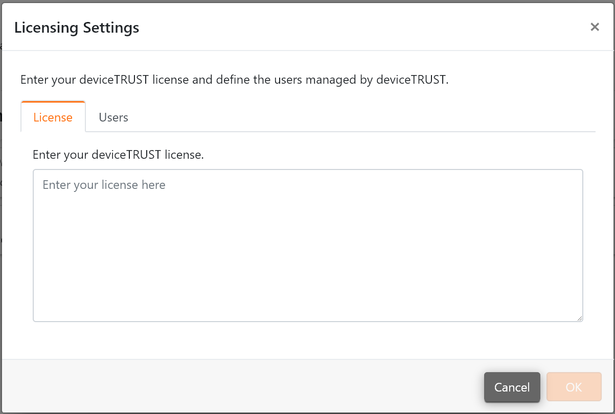 The Licensing Settings.