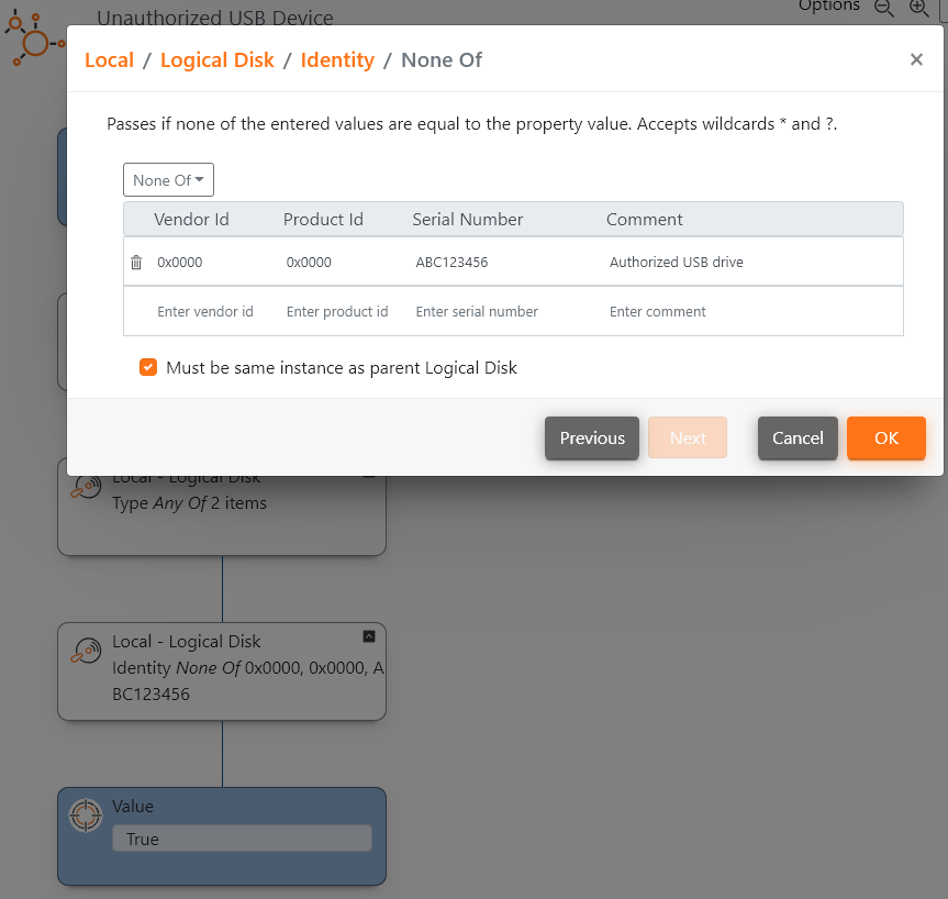 Property dialog box for Logical Disk Identity