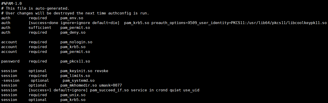 Image of modified configuration file if Centrify is used