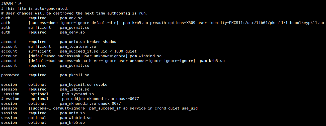 Image of modified configuration file if Winbind is used