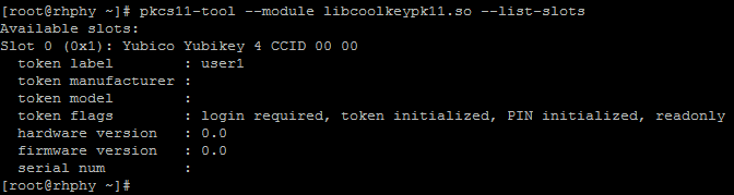 Output when CoolKey supports your smart card