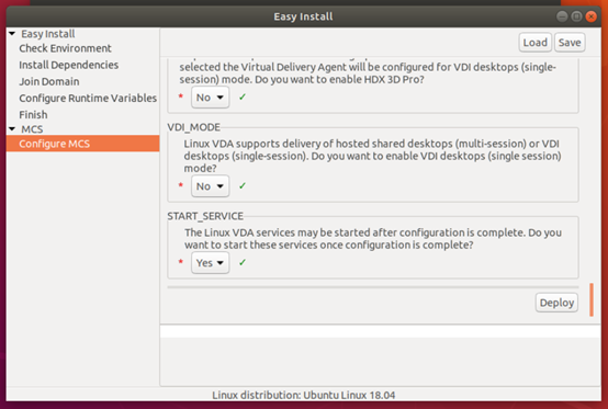 Deploy button on the easy install GUI
