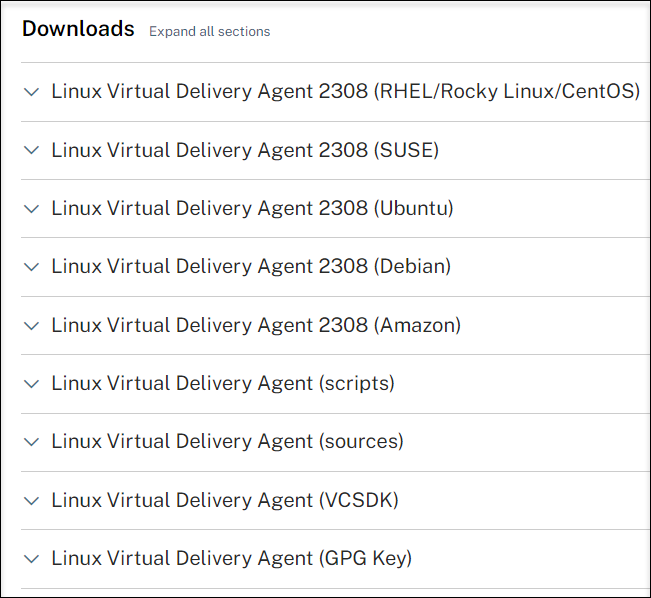 Linux VDA downloads